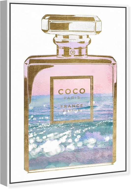 The Oliver Gal Artist Co. Fashion and Glam Wall Art Canvas Prints Blush Ocean Spray Perfume Home Décor, 30" x 45", White Floating Frame