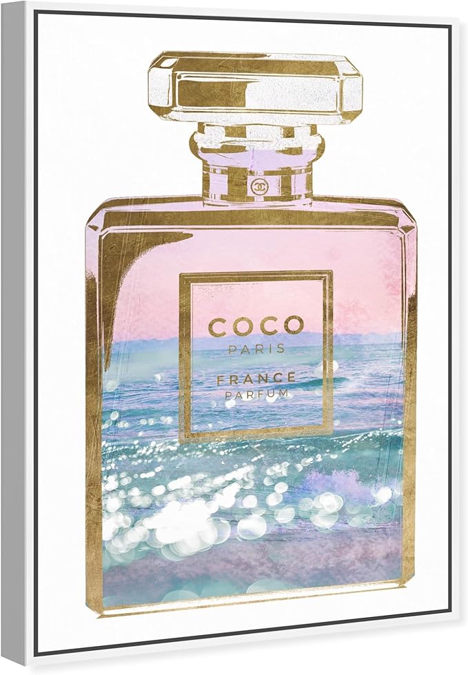 The Oliver Gal Artist Co. Fashion and Glam Wall Art Canvas Prints Blush Ocean Spray Perfume Home Décor, 16" x 24", White Floating Frame