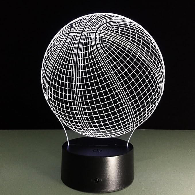 Ticent 3D Lamp Basketball Round Shape, 7 Color Changing Night Light Smart Touch Switch LED Lighting Creative Gift Toys Decorations