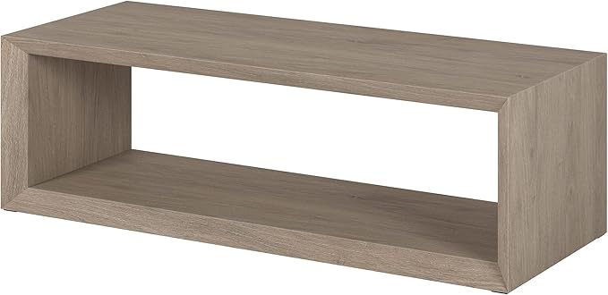 Henn&Hart 58" Rectangular Coffee Table with Open Storage Shelf for Living Room, Family Room, or Office, Weathered Gray