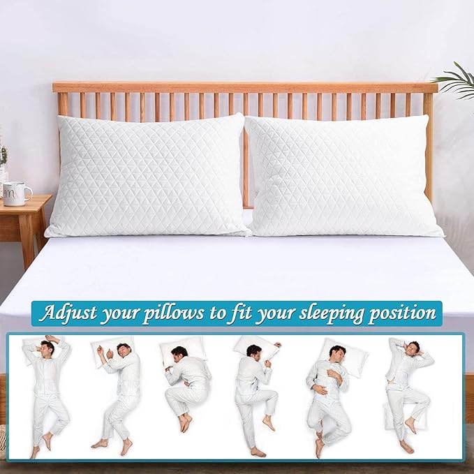 KEYOOHOME Shredded Memory Foam Pillows for Sleeping,Bed Pillows Standard Size Set of 2 Pack Cooling Adjustable,Good for Side and Back Sleeper with Washable Removable Cover