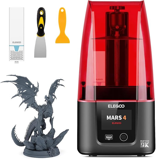 ELEGOO Mars 4 Resin 3D Printer with 7" 9K Monochrome LCD Screen COB UV Light Source and Screen Protector Printing Size 153.36mm*77.76mm*175mm