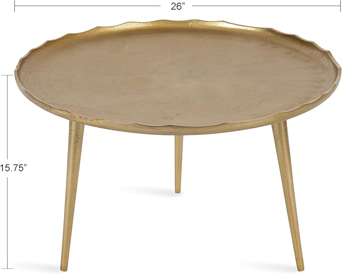 Kate and Laurel Alessia Modern Coffee Table, 25 x 25 x 15, Gold, Metal Coffee Table with Antique Detailing for Storage and Display