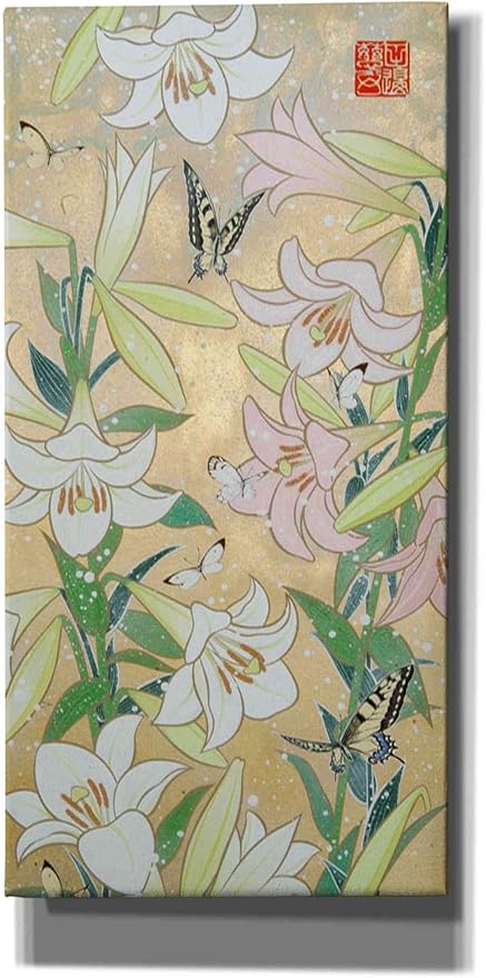 Epic Graffiti 'Lily and Butterfly' by Zigen Tanabe, Canvas Wall Art, 20"x40"