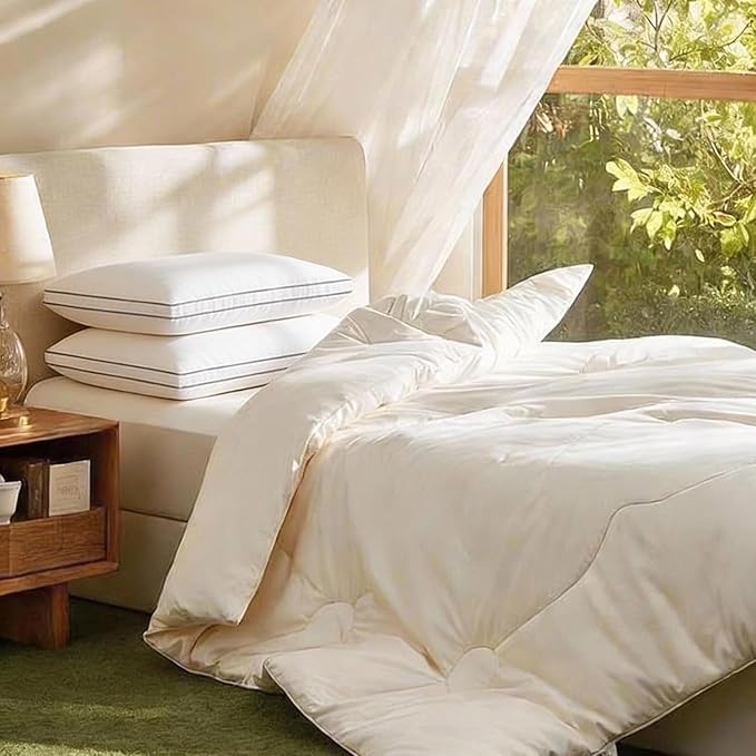 Goose Down Pillow, King Size Set of 1 with 3-Layer Design, Hotel Down Bed Pillow for Side, Back, and Stomach Sleepers, Soft 600 Thread Count Cotton Cover–Luxury Hotel Pillows Quality(19" x 35")