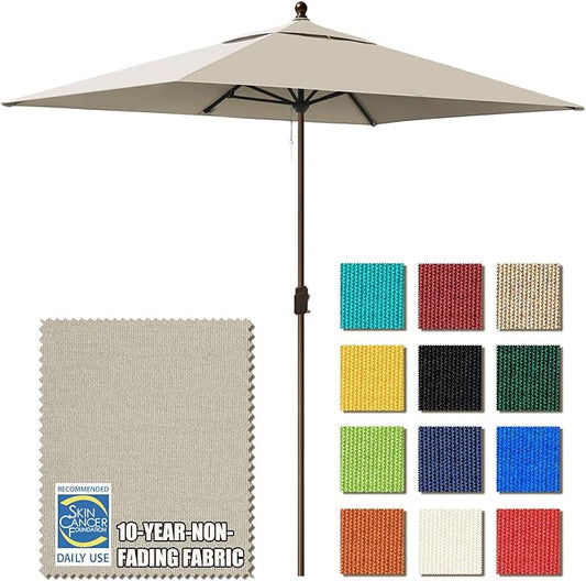 EliteShade USA 10-Year-Non-Fading 6.5x10Ft Rectangular Market Patio Umbrella, UPF 50+ UV Protection Performance Sun Umbrella, Heavy Duty Commercial Grade Outdoor Table Umbrella with Crank, Windproof Vented Top for Garden, Pool, Deck and Outdoor Playset...