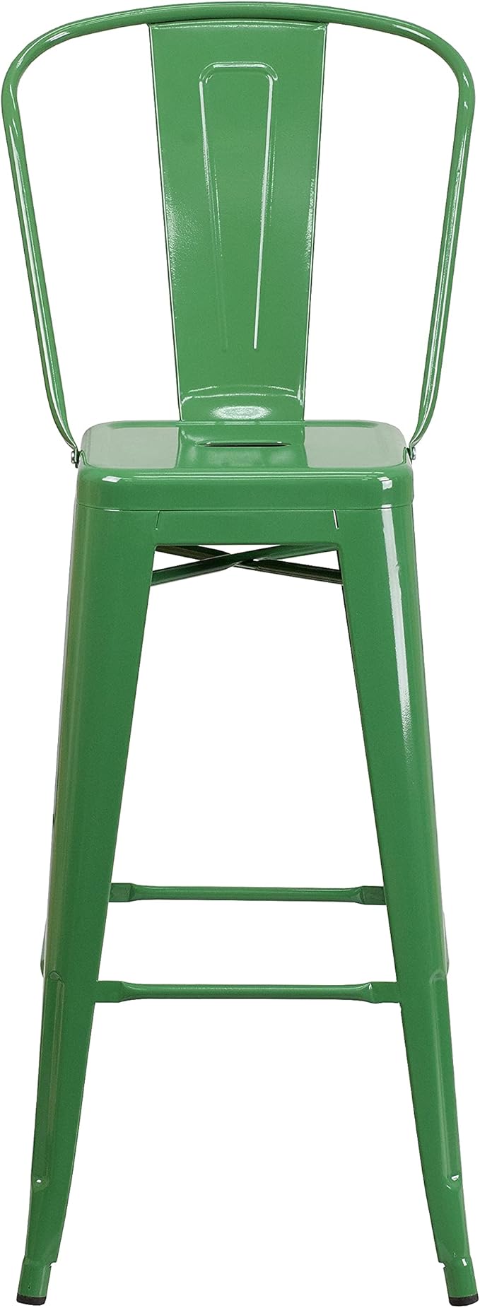 Flash Furniture Lily Commercial Grade 4 Pack 30" High Green Metal Indoor-Outdoor Barstool with Removable Back