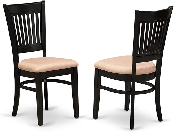 East West Furniture ANVA5-BLK-C 5 Piece Dining Room Furniture Set Includes a Round Dining Table with Pedestal and 4 Linen Fabric Upholstered Chairs, 36x36 Inch, Black