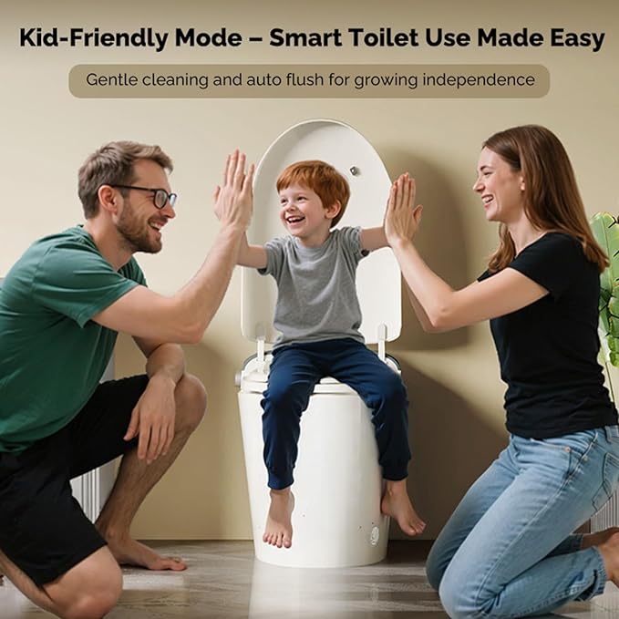 Smart Toilet, Dual Bidet Seats for Adults & Kids with Child Mode, Built-In Tank, Auto Open/Close Lid, Foot Sensor Flush, Heated Seat, Warm Air Dryer, Elongated One-Piece (ZY695A Family)