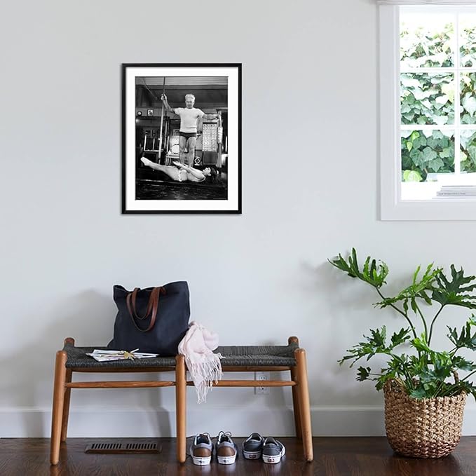 ART.COM Wall Premium Photographic Print Opera Singer Roberta Peters Balancing Her Trainer, Joseph Pilates, on Her Operatic Breadbasket on Black Frame by Michael Rougier, 23" x 29"