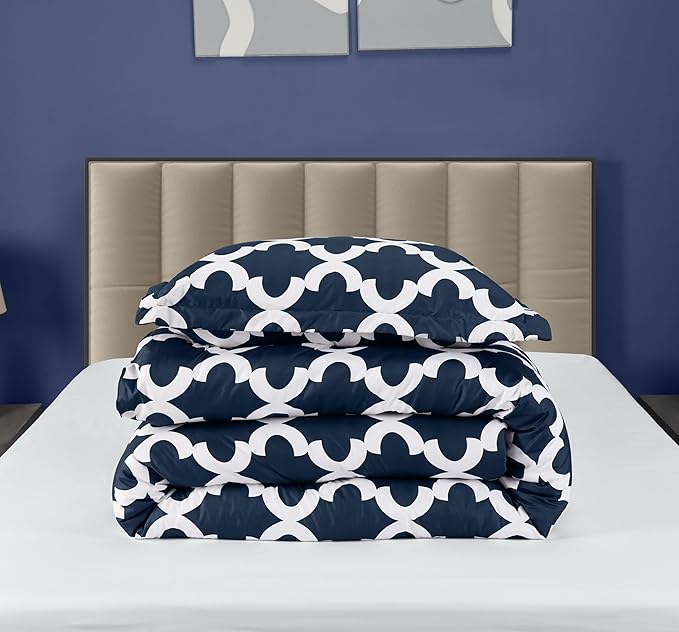 Twin Comforter Set 2 Piece Navy by Utopia Bedding, Printed Comforters Twin Size, Bedding Comforters Sets, Down Alternative Soft Bed Set, 1 Comforter (64 x 88 inches) 1 Pillow Shams (20 x 26 inches)