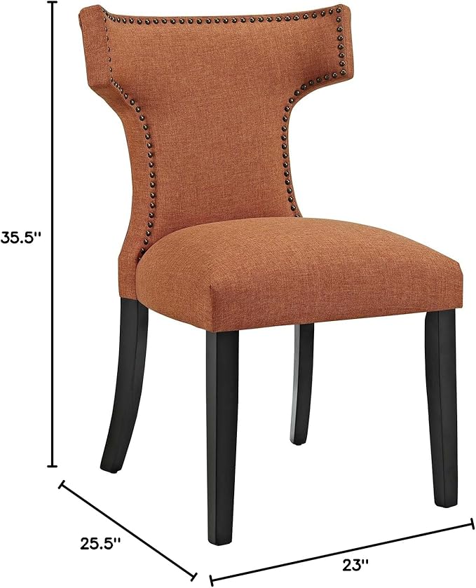 Modway EEI-2741-ORA-SET Curve Fabric (Set of 2), Dining Side Chair, Orange