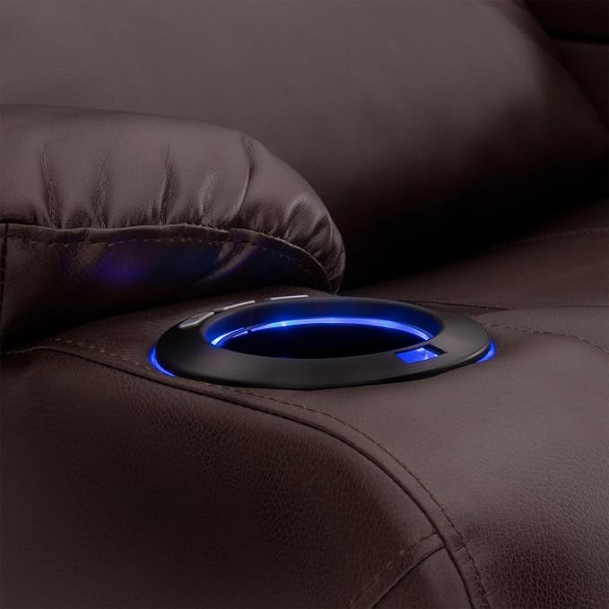 RecPro Charles 64" Powered Recliner RV Sofa with Console and Cupholders | Zero Wall Loveseat for Camper | Wall Hugger Couch (Mahogany, 64")
