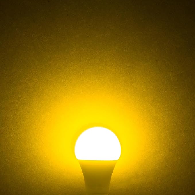 Simba Lighting Bug Non-Attracting Yellow LED Bulb 6W 40W Equivalent (2 Pack), Great for Outdoor Porch Light, Night Light, Dusk-to-Dawn Smart Sensor Auto On/Off, Amber Warm Light, A19 E26 Medium Base