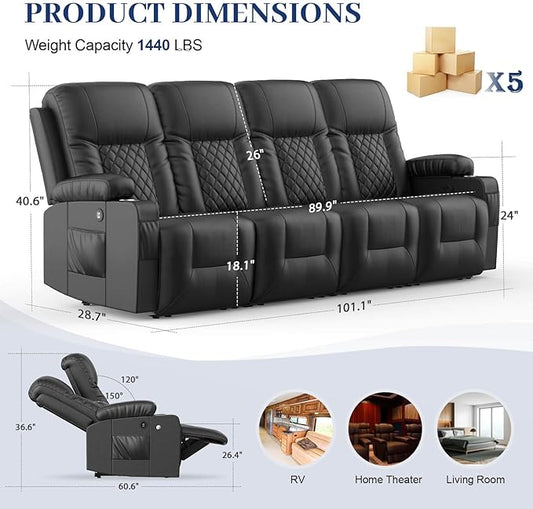 FURNIMAT Oversized Recliner Sofa Set with 4+1 Pieces in Living Room, 4 Seater Reclining Sofa, 1 Recliner Chair with 360 Degree Swivel Single Sofa Seat