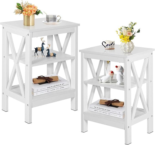 VECELO Modern Nightstands X-Design Side End Table Night Stand with Storage Shelf for Bedroom,Living Room,