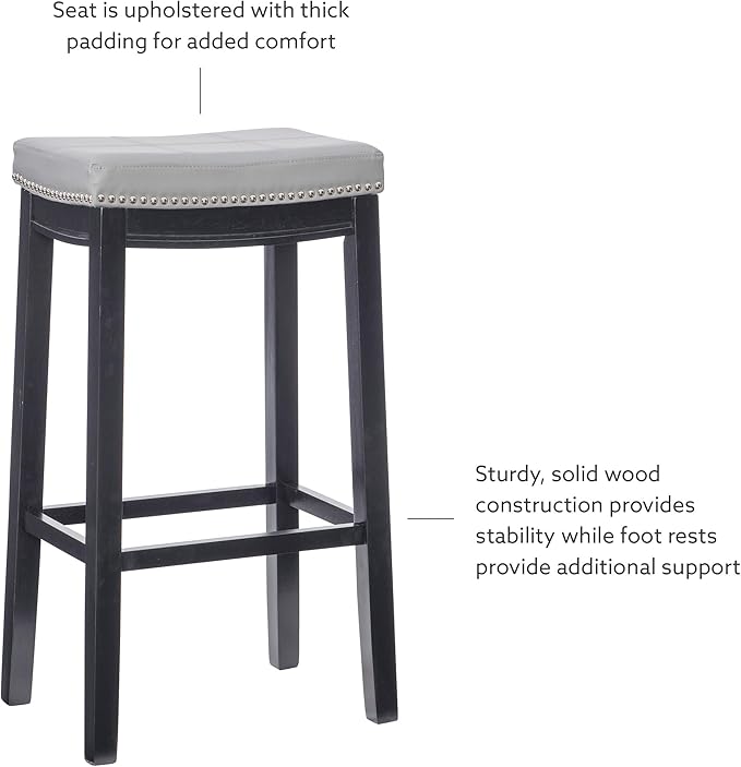Linon Home Décor Kingston Gray Bar Stool, Black