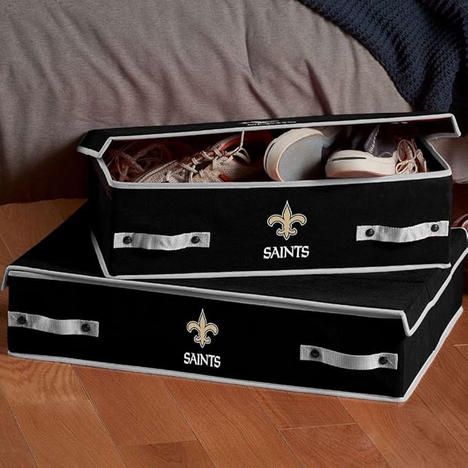 Franklin Sports NFL Under Bed Storage Bins - Folding Organizer Containers - NFL Team Office, Bedroom + Living Room Décor