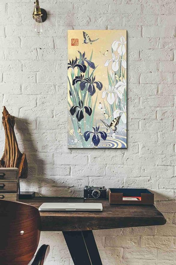 Epic Graffiti 'Iris and Butterfly' by Zigen Tanabe, Canvas Wall Art, 12"x24"