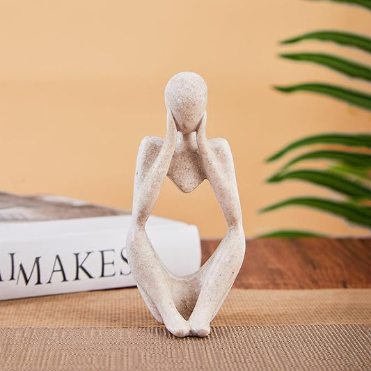 Bookshelf Decor Thinker Statue Home Office - Aesthetic Abstract Art Sculptures Coffee Table Figurine - Reading Minimalist Decorative Ornaments Objects for Coffee Table Desk Hutch Shelf Left
