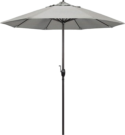 California Umbrella 7.5' Round Sunbrella Aluminum Outdoor Deck, Pool or Patio Umbrella, Crank Lift, Auto Tilt, Bronze Pole, Granite