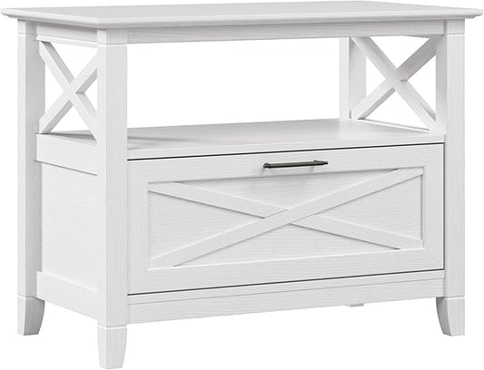 Bush Home 32-inch Nightstand with Drawer, Bedroom Furniture, Key West Collection, Pure White Oak