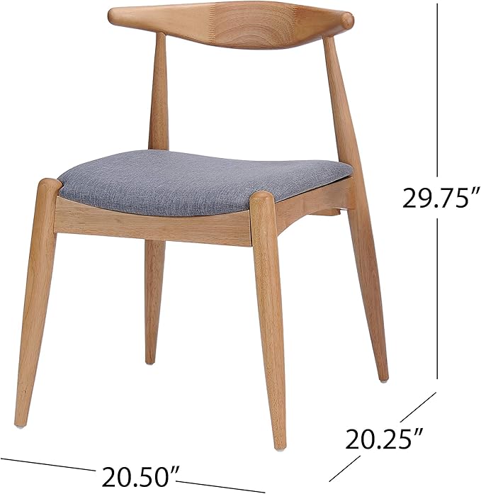 Christopher Knight Home Francie Fabric with Oak Finish Dining Chairs, 2-Pcs Set, Grey / Oak