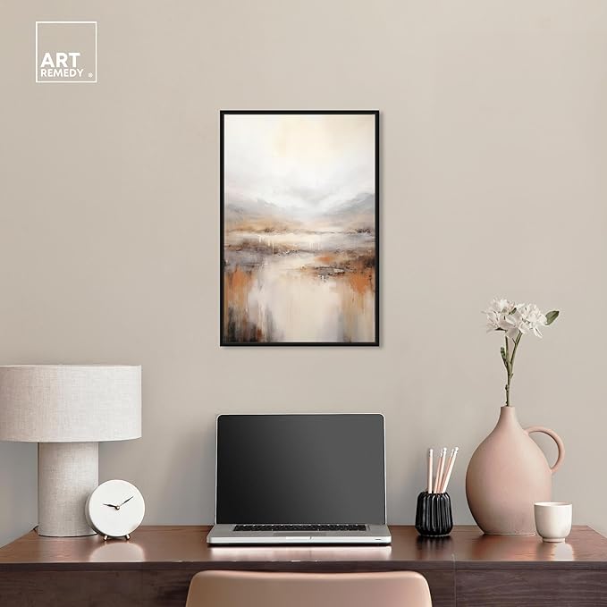 Art Remedy Natural Cascades Canvas Muted Abstract Wall Art, Black Frame, 16" x 24"