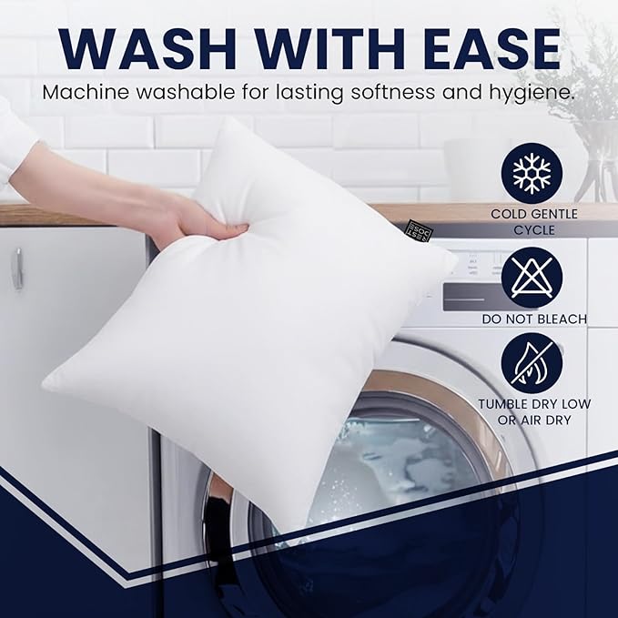Bed Pillows for Sleeping, Set of 2 – Cooling, Hotel Quality with Soft Down Alternative Fill for Back, Stomach & Side Sleepers | White 100% Cotton Queen