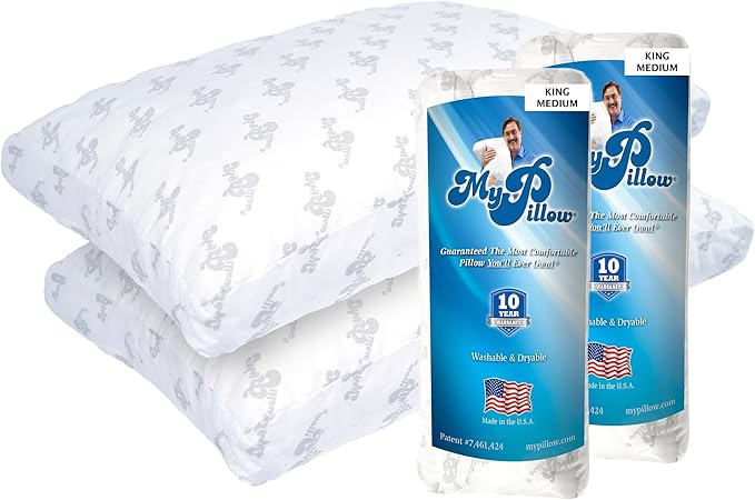 MyPillow Bedding Bed Pillows for Sleeping King Size, Set of 2, Gusseted for Back, Stomach or Side Sleepers - My Pillow Premium Pillow [King, Medium