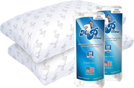 MyPillow Bedding Bed Pillows for Sleeping King Size, Set of 2, Gusseted for Back, Stomach or Side Sleepers - My Pillow Premium Pillow [King, Medium