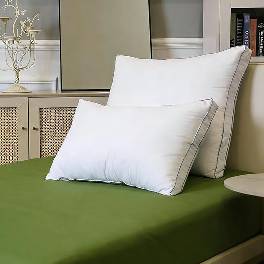Goose Down Pillow, Standard Size Set of 1 with 3-Layer Design, Hotel Down Bed Pillow for Side, Back, and Stomach Sleepers, Soft 600 Thread Count Cotton Cover–Luxury Hotel Pillows Quality(20" x 26")
