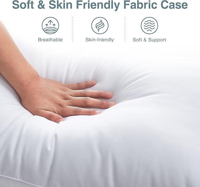Acanva Bed Pillows for Sleeping 2 Pack, Alternative Microfiber Filled, Natural Cover Skin-Friendly, Soft and Supportive for Side Back Sleepers, King (Pack of 2), White