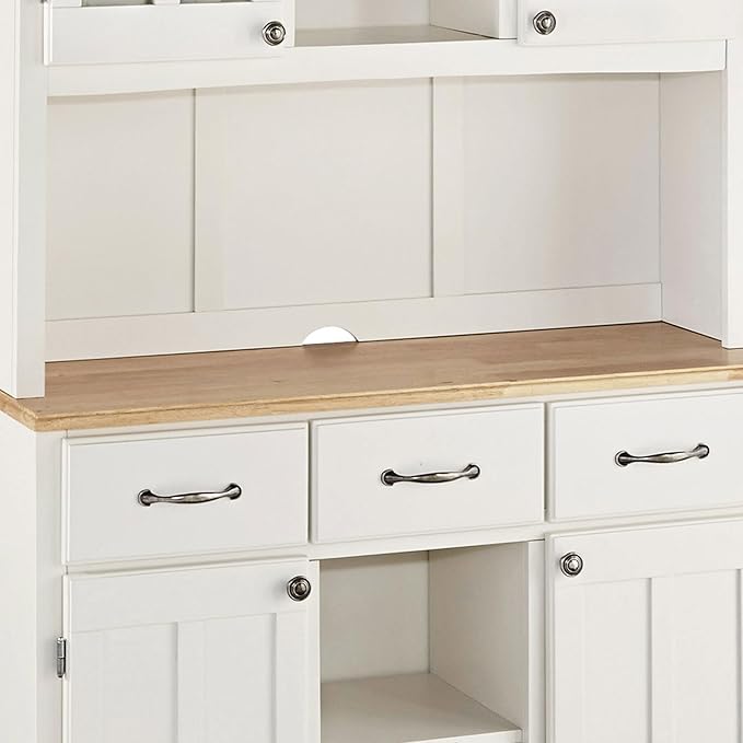 Homestyles Buffet of Buffets Off-White Server with Hutch and Natural Wood Top