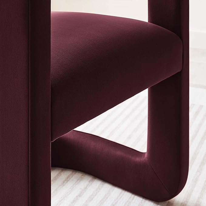 Modway Winslow Stain-Resistant Performance Velvet Dining Chair in Mulberry - Open Back Barrel Armchair - Upholstered Dining Chair - Cozy Reading Chair or Velvet Vanity Chair