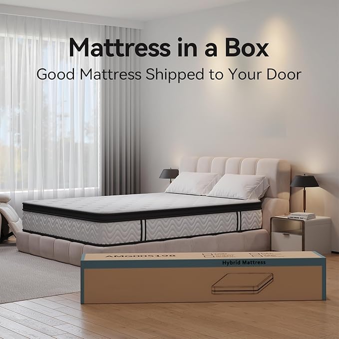 Nelaukoko King Size Mattress, 12 Inch King Hybrid Mattress Medium-Firm | Individually Wrapped Coils & Cooling Memory Foam | Motion Isolation & Edge Support | CertiPUR-US Certified | Mattress in a Box