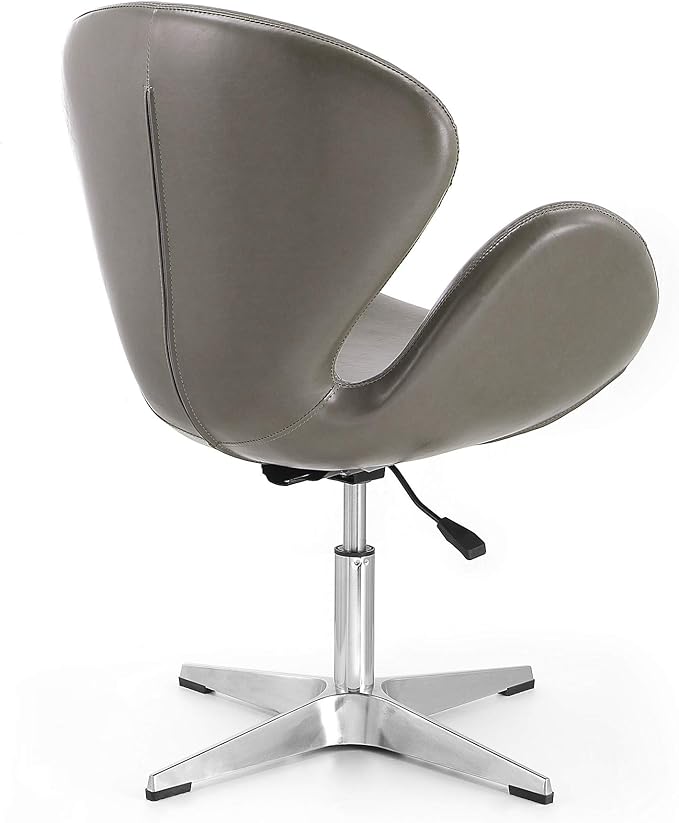 Manhattan Comfort Raspberry Adjustable Swivel Accent Chair with 360° Turn, Polished Chrome Base, Modern Retro Design, Versatile Seat Ideal for Any Room, Set of 1, Pebble