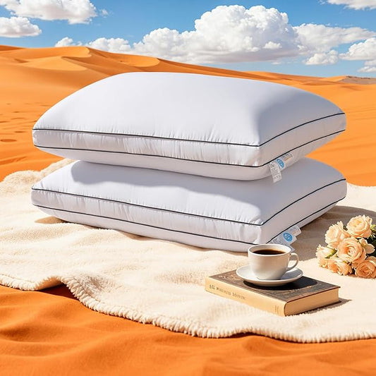 Premium Canadian Goose Down Pillow King Size Set of 2 Pack, 1050+ Fill Power, 100% Cotton Shell, Luxury Hotel Quality Bed Feather Pillow for Side Back Stomach Sleepers(White,20" x 36")
