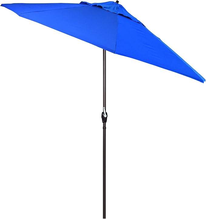 California Umbrella 7.5' Round Sunbrella Aluminum Outdoor Deck, Pool or Patio Umbrella, Crank Lift, Auto Tilt, Bronze Pole, Pacific Blue