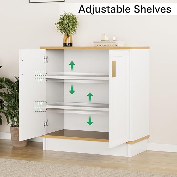 Sideboard Buffets Storage Cabinet, Modern Kitchen Storage Cabinet with Doors, Farmhouse Buffet Table Console Table Coffee Bar for Entryway Kitchen Dining Room, White
