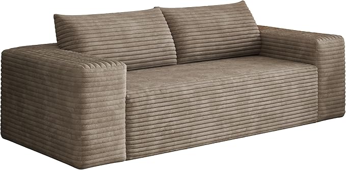 Eafurn Memory Foam Boneless Loveseat Sofa Couch, 3-Seater Upholstered Sofa with Corduroy Fabric and Wider Armrest, No Assembly Sofa for Living Room, Bedroom & Apartment | Sturdiness, Breathable material, Sofa in A Box
