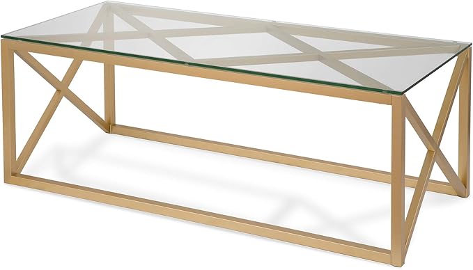 Dixon 46'' Wide Rectangular Coffee Table in Brass