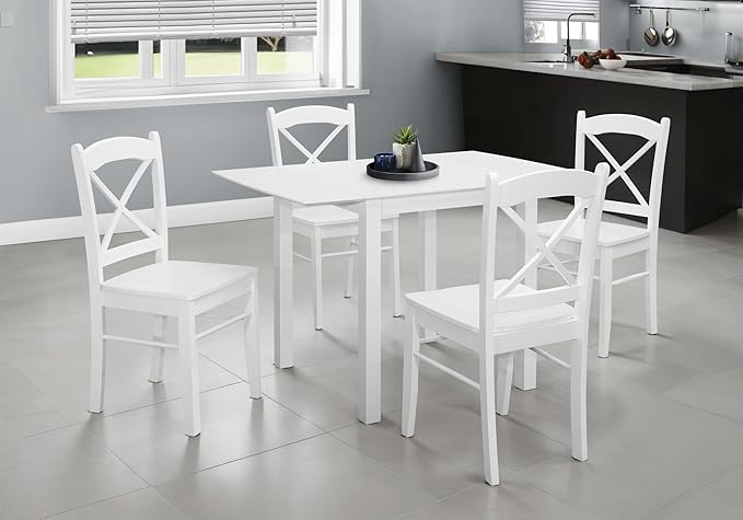 Monarch Specialties I 1323 Dining Table, 48" Rectangular, Small, Kitchen, Dining Room, White Veneer, Wood Legs, Transitional