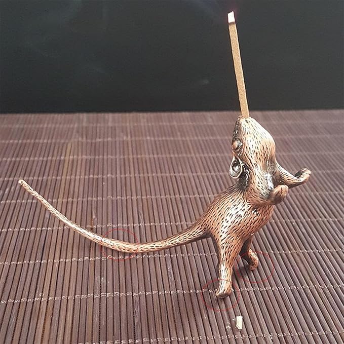 2PCS Mouse Figurines, Collectibles Long Tailed Mouse Statue Brass Animal Figurines Brass Decorative Objects Home Decor Decorative Statues for Table Tops Shelves Window Sills