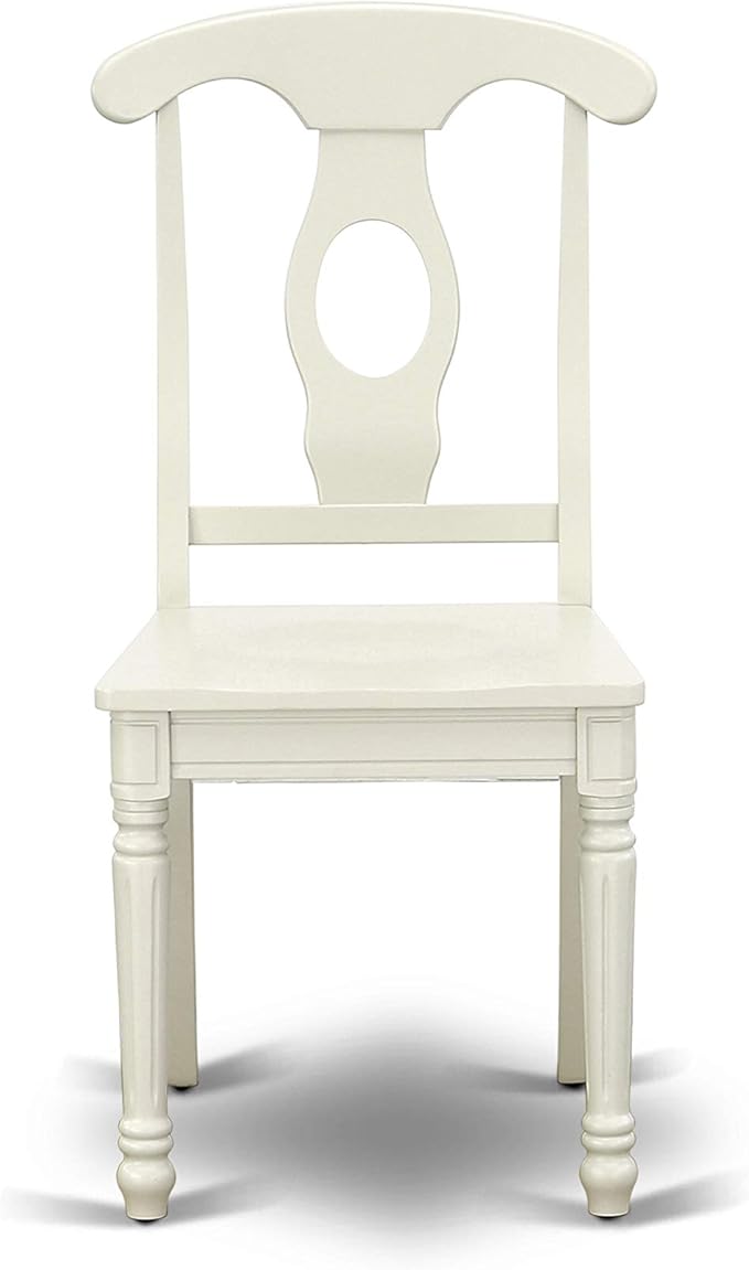 East West Furniture DLKE5-LWH-W 5 Piece Dining Room Furniture Set Includes a Round Kitchen Table with Dropleaf and 4 Dining Chairs, 42x42 Inch, Linen White