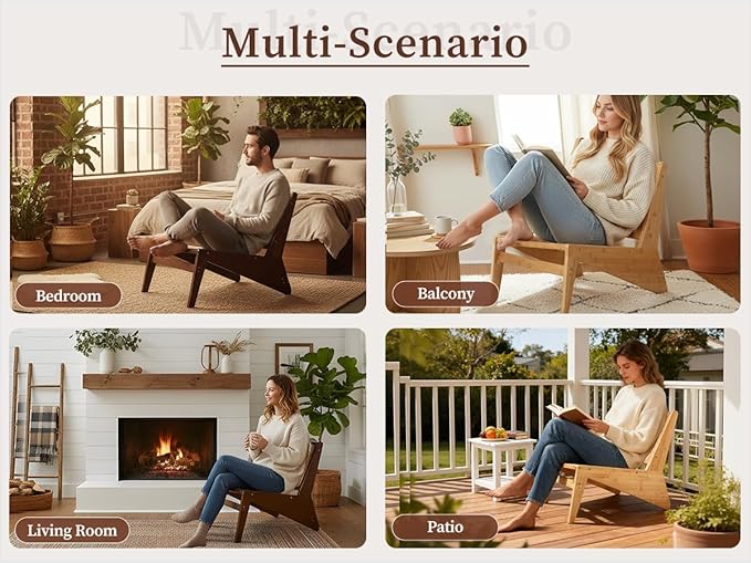 Rattan Chair 2Pcs, Mid-Century Accent Chair, Rattan Lounge Chair for Living Room, Boho Side Corner Comfy Chair for Bedroom and Balcony, Walnut