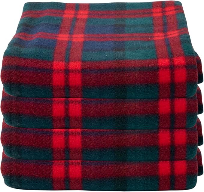 Trail maker 24 Pack Bulk Plaid Sherpa Fleece Throw Blankets 50 x 60 for Wedding Guests, Homeless, Pets | Plaid Fleece Throw Blankets Bulk