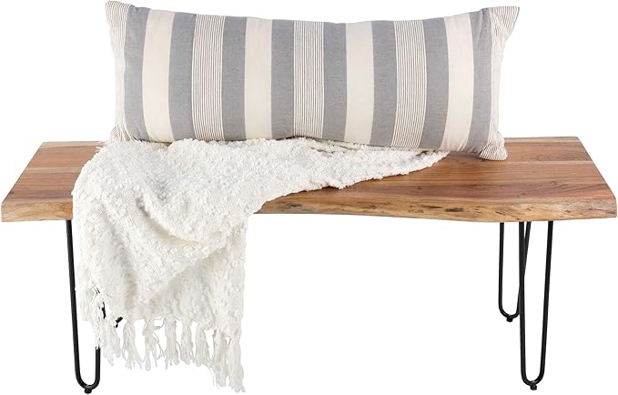 Alaterre Furniture Live Edge Wood Bench with Hairpin Metal Legs - Industrial Modern Entryway Bench with Minimalist Design - Furniture for Entryway, Dining Room, Kitchen, or Bedroom (48 Inch)