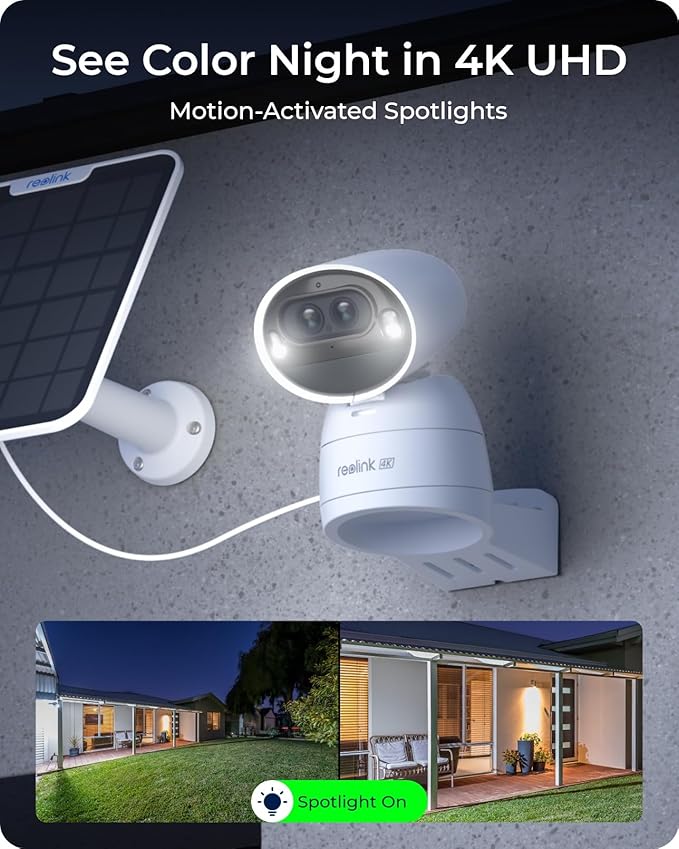 REOLINK 4K Dual-Lens Solar Security Cameras Wireless Outdoor/Indoor, Argus Track + 6W Solar Panel, Auto Zoom Tracking, 2.4/5GHz WiFi, Color Night Vision, No Subscriptions, Home Hub Compatible
