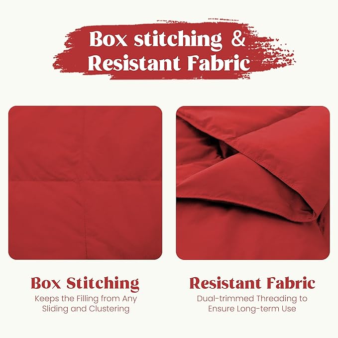 puredown® Soft Feather Down Throw Blanket Lightweight Packable Couch Throw for Indoor and Outdoor Use,Throw 50"X70", Fiery Red